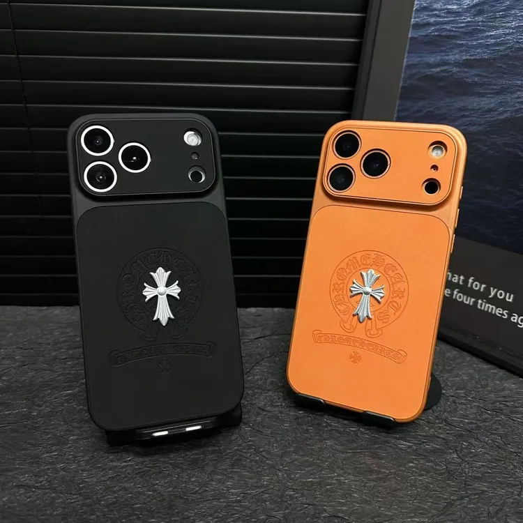 金属立标克罗心皮质潮牌适用苹果17iphone161514promax情侣手机壳