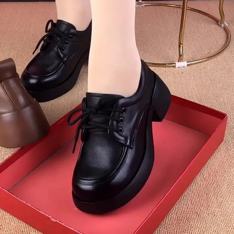 【撤柜牛皮】2025秋季乐福鞋女时尚百搭女鞋小皮鞋厚底软底单鞋女