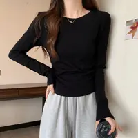S0051上衣秋季修身圆领女家居服青年纯色透气