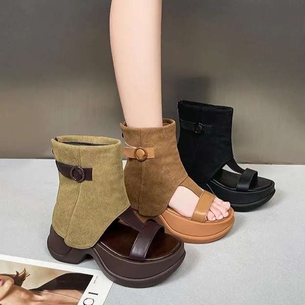 千之恋热卖增高8CM2025夏款潮流爆款百搭透气简约风女士凉鞋8907