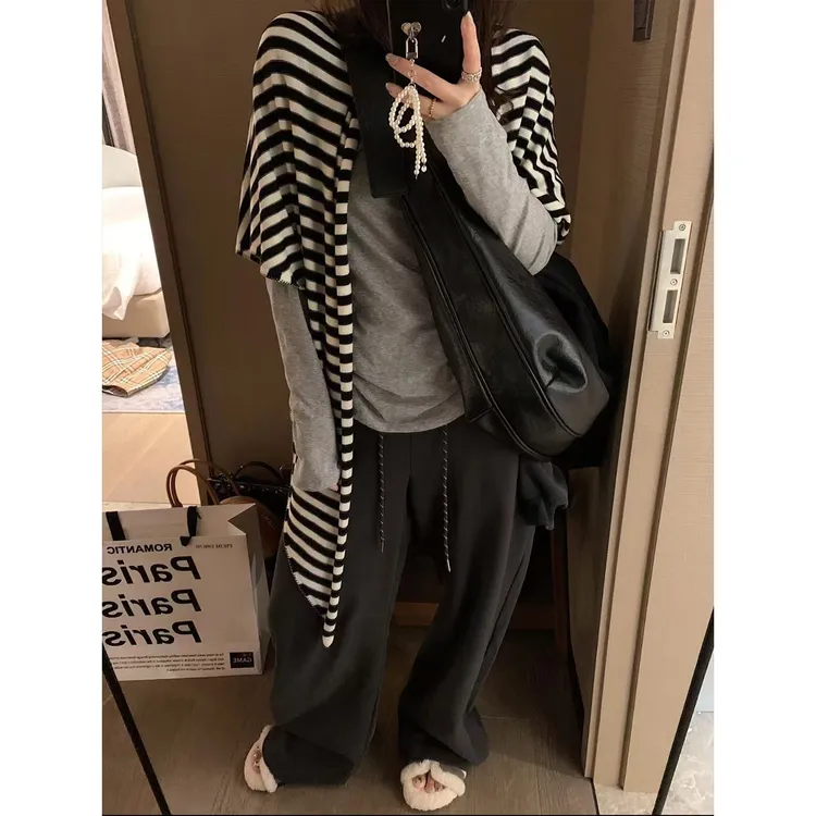 加绒运动裤子女冬加厚2025新款时髦减龄显瘦拖地卫裤阔腿裤