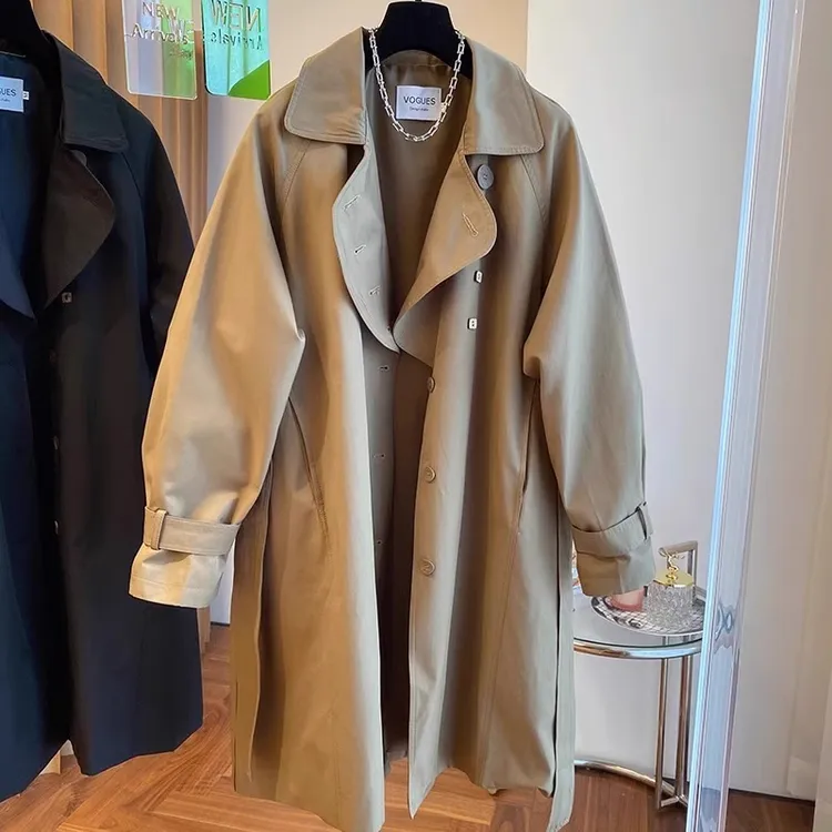 8776大码女装高级感气质翻领大衣女秋季新款胖mm遮肉显瘦风衣外套