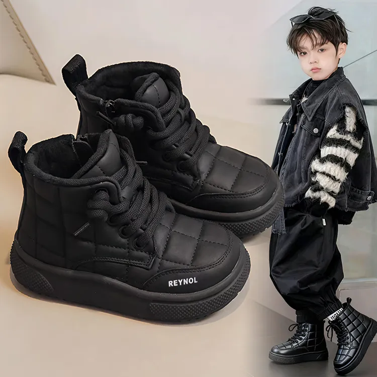 ABC儿童雪地靴鞋子男孩子棉靴加绒防水大棉靴中加厚靴子防滑冬鞋商品图
