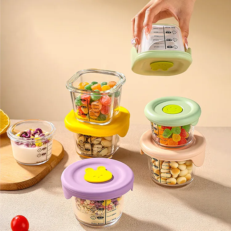 宝宝辅食碗微波炉加热小饭盒带盖蒸蛋可蒸煮食品留样盒玻璃保鲜盒