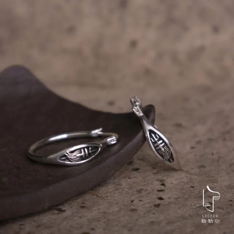 925银耳饰 勒勒尔苏鲁锭元素耳钉气质男女同款帅气个性日常耳环