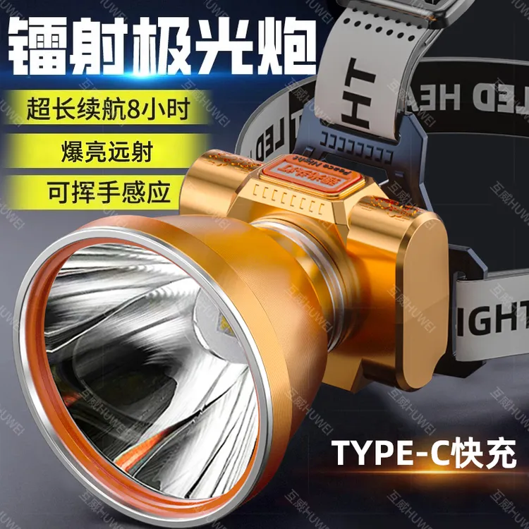 【超长续航】黄金眼强光头灯户外照明远射感应夜钓灯内置2节大电池商品图