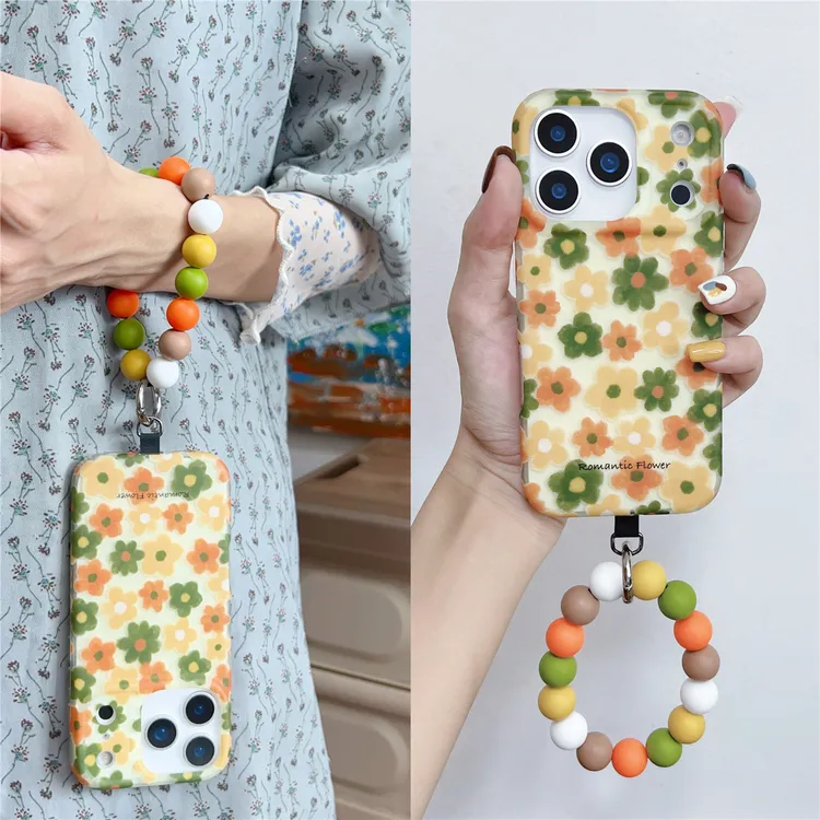 复古田园风碎花适用苹果15promax手链珠16圆环iphone17pm手机壳14