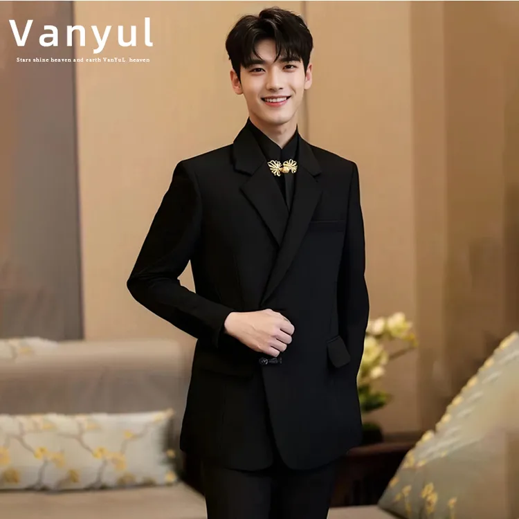 订婚新中式新郎结婚礼服唐装新款中山装西服男套装国风婚服