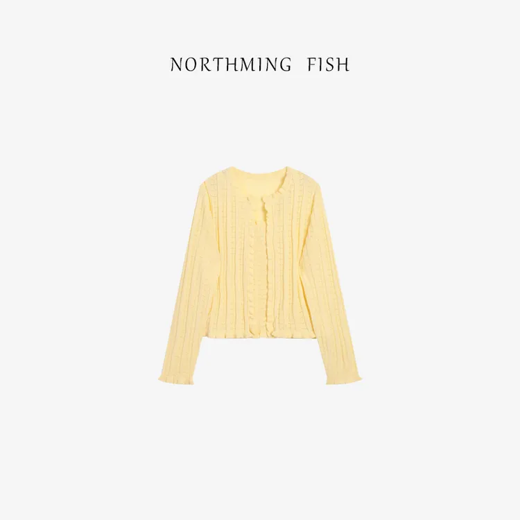NorthMing fish「月光芭蕾」 肌理感花边双股12针机编织背心+开衫