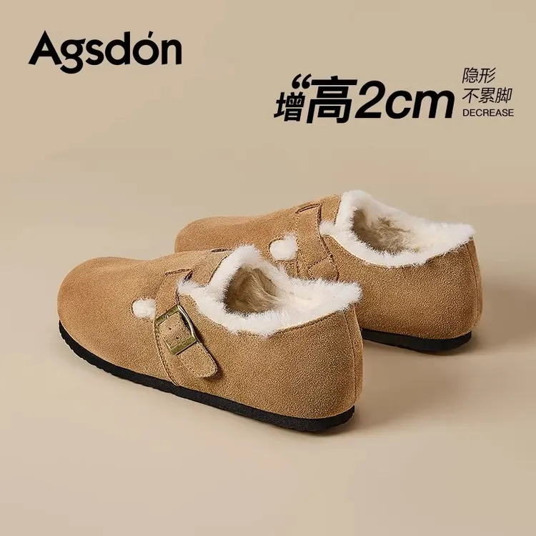 /奥古狮登加绒勃肯鞋女2025新款秋冬厚底全包毛毛棉鞋低帮雪地靴Q