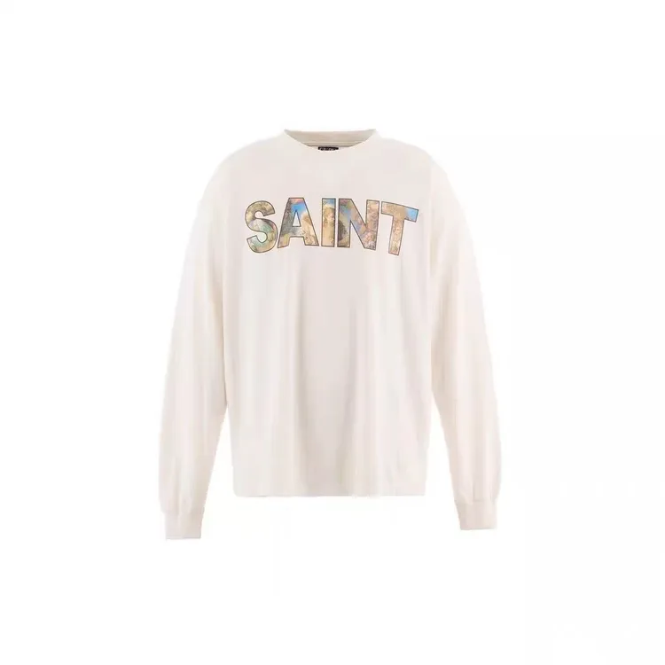 SAINT最新款字母logo印花圆领长袖T恤 男女同款ST1075