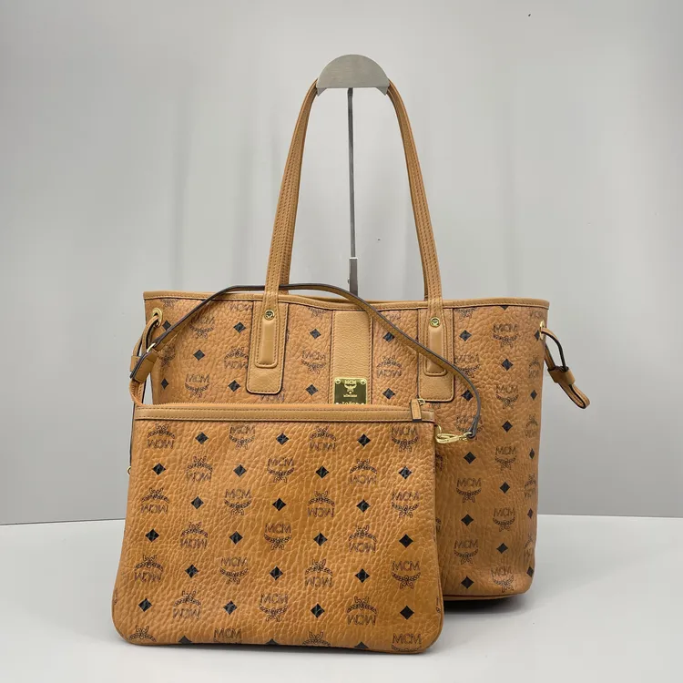 95新 MCM 媚姐/mcm干邑色子母中号托特包36x28x16cmG091701