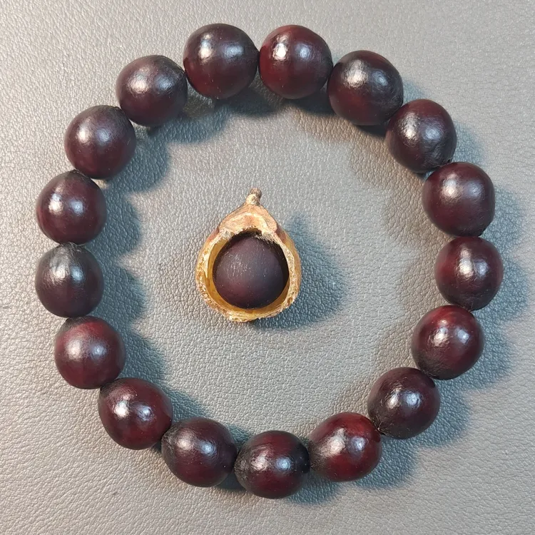 不圆酒红色无患子手串手持男士女士手作木患鬼见愁佛珠菩提子念珠