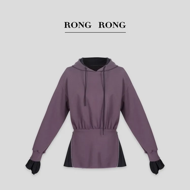 溶溶【雾光紫屿】RONGRONG   设计师高级感轻奢百搭连帽卫衣 RR6013