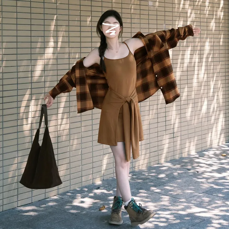 法式衬衫吊带连衣裙子女早秋季2025新款韩系氛围感穿搭一整套装裙