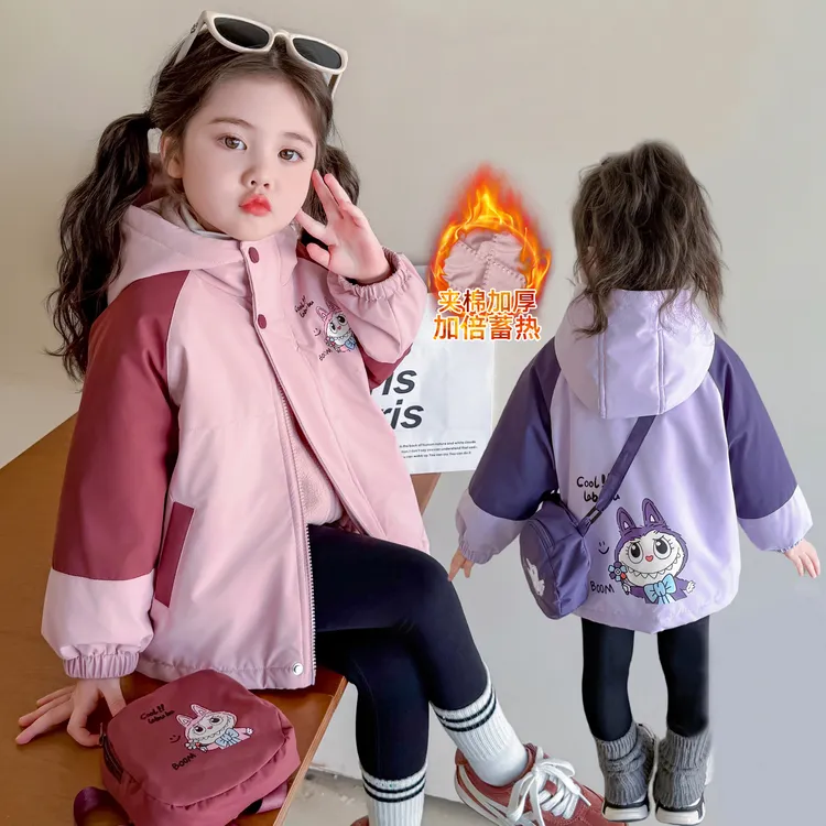 女童三合一加棉冲锋衣洋气儿童秋冬装新款女宝宝加厚外套小女孩潮