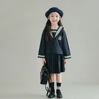 utouto大耳象女童撞色海军领上衣+百褶半裙2025春季新款2501105
