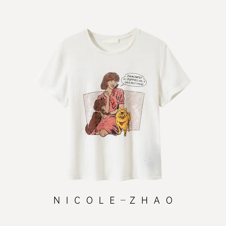 （预售）【贵姐NICOLE】设计师高定气质时尚印花短袖T恤5NDT054