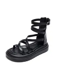 凉鞋新款夏季1667设计感小众复古沙滩舒适松糕厚底罗马鞋