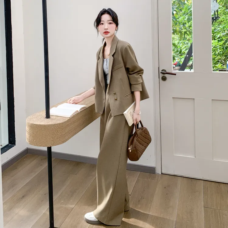 休闲时尚西装套装女2025春季新款韩系气质显瘦小西服阔腿裤两件套