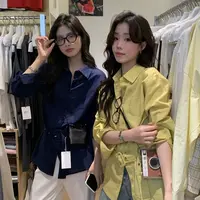 Cute Club 2025秋季新款甜美风简约百搭长袖衬衫宽松收腰显瘦外套