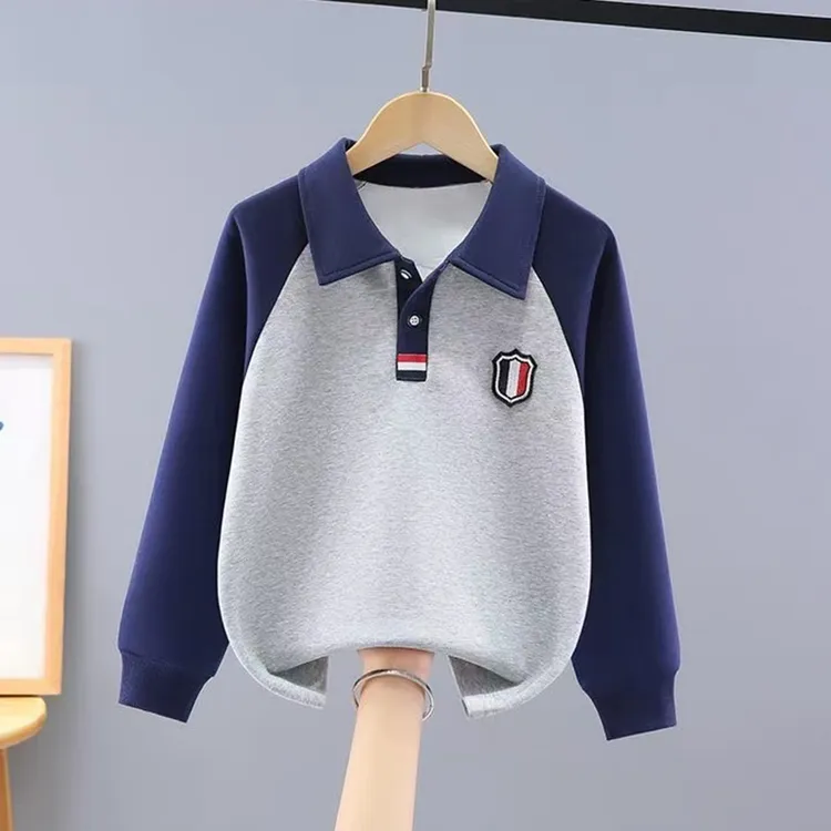 男童卫衣长袖春秋款2025新款儿童中大童洋气上衣男孩春装POLO衫潮