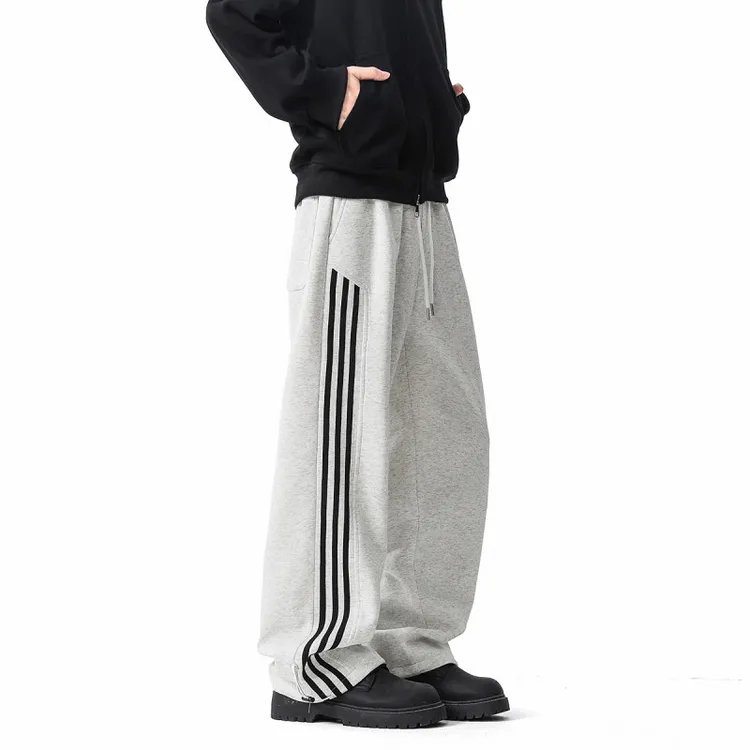 B336-DK708条纹针织运动裤320克宽松卫裤