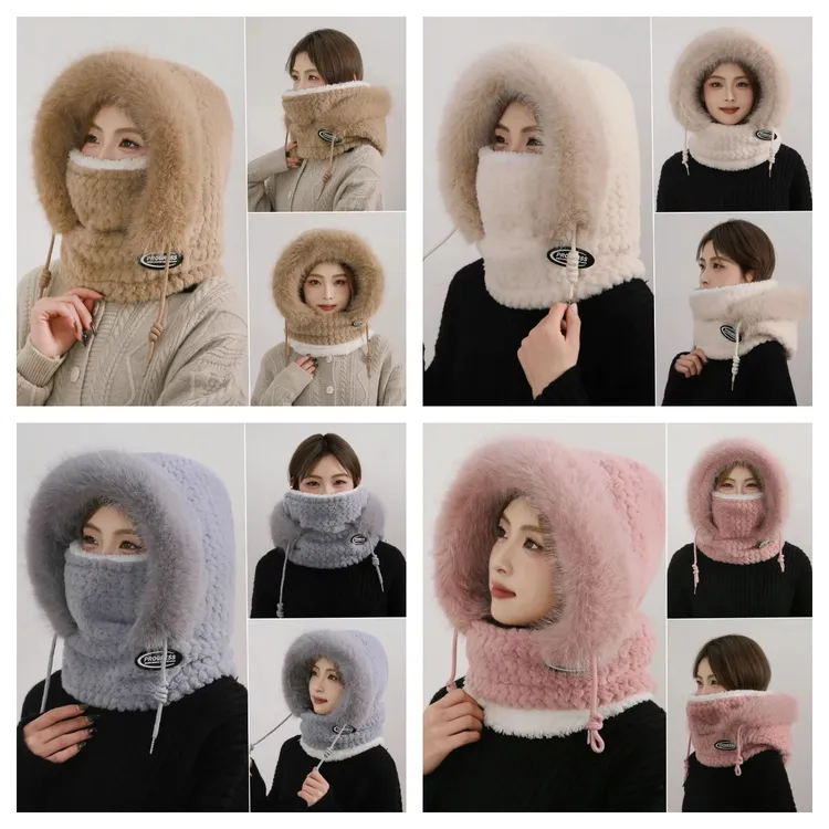 冬季帽子加绒加厚围脖一体防寒保暖防风骑行套头帽摩托车盖帽