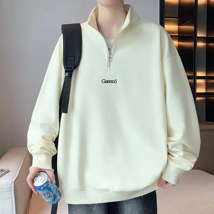 立领卫衣男春秋2025新款翻领纯色打底衫青年潮流百搭痞帅男装外套