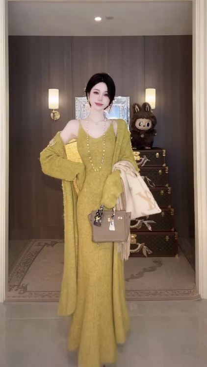 【雅乔定制】懒懒云朵 懒人套装毛衣外套吊带裙两件套DYLL-25086505