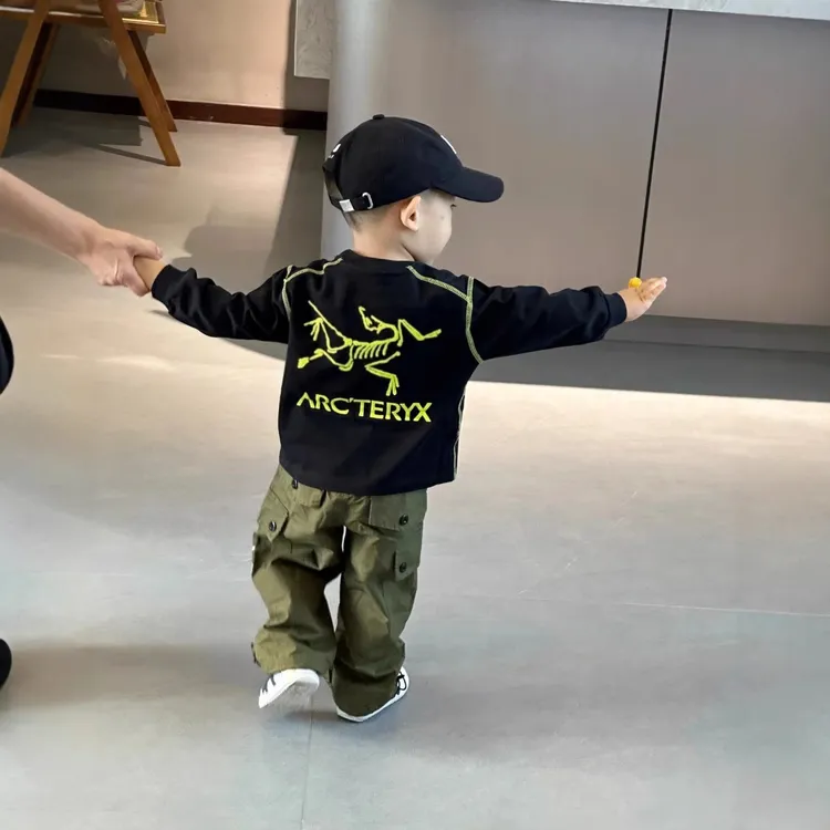 韩版洋气卫衣运动春装印花圆领套装童装女长袖百搭T恤宝宝儿童