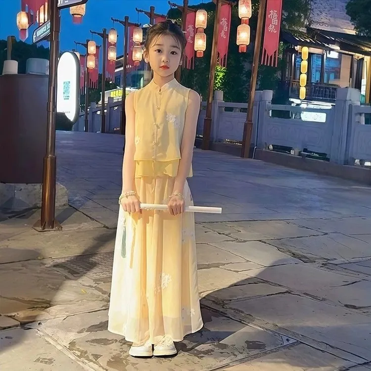 女童汉服套装夏季2025新款洋气儿童国风女孩夏装新中式唐装中大童