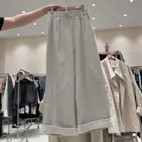三七9879#杏色长裤松紧腰