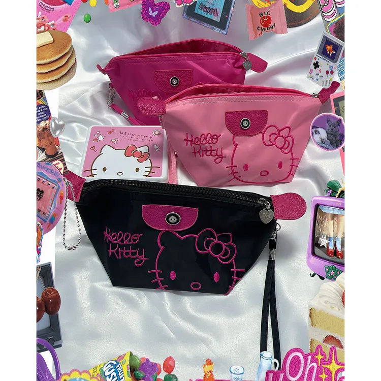 可爱女生卡通KT便携手提化妆包大容量旅行防水洗漱包收纳包
