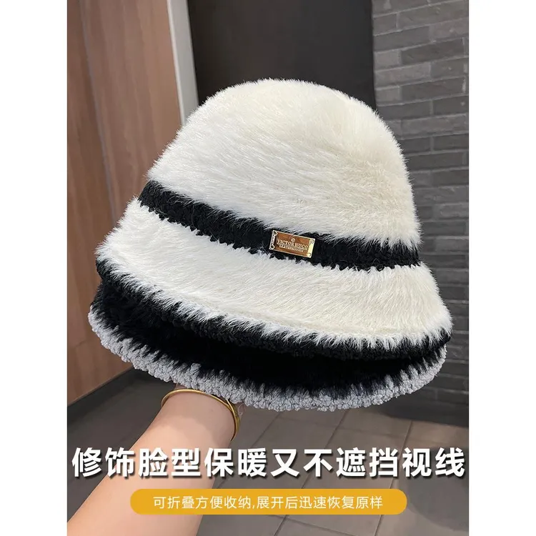 culv韩系毛绒渔夫帽女秋冬新款水桶帽显脸小帽子保暖防寒护耳盆帽