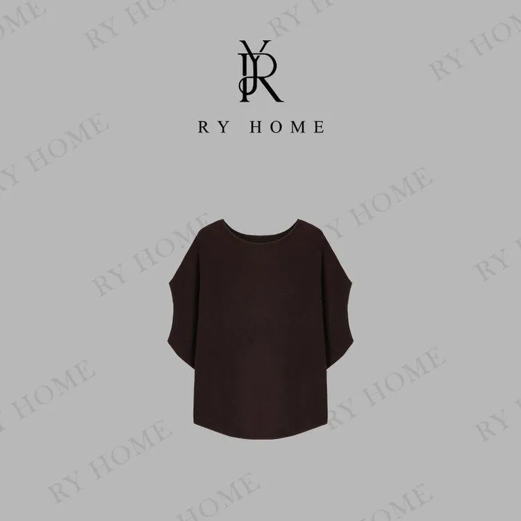【容雨RYHOME】天丝醋酸羊毛混纺蝙蝠袖圆领毛衫253M3038