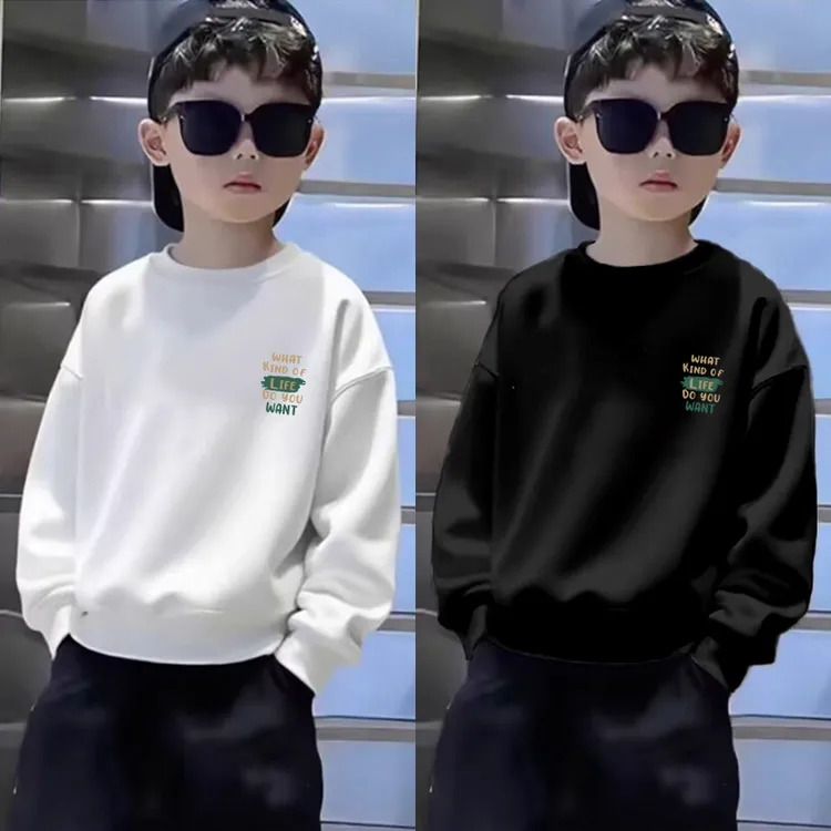 双11儿童纯棉男女童加绒卫衣秋冬中大童潮酷痞帅童装宽松上衣外穿