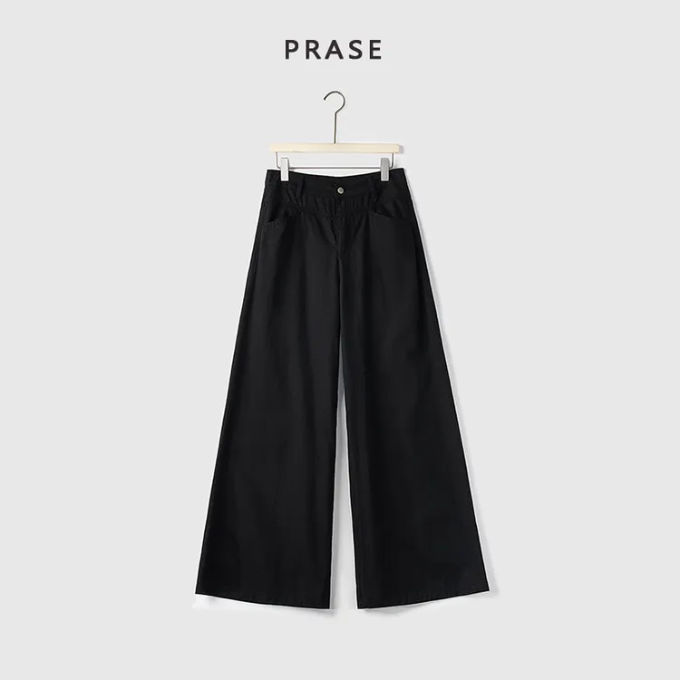 PRASE·噜【穿搭日记】微胖轻奢设计款春女天丝棉阔腿休闲裤PR504B16
