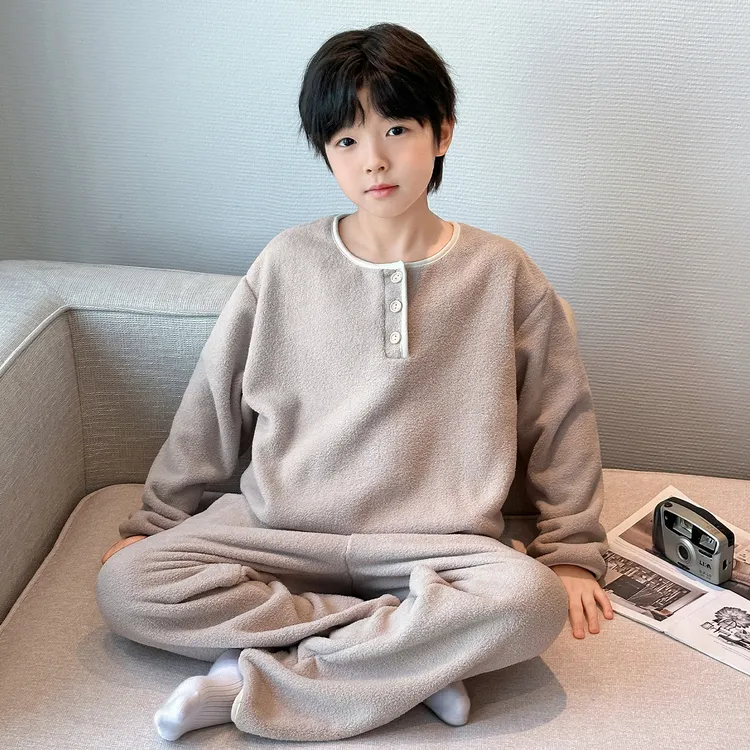 男童秋冬季新款法兰绒家居服套装