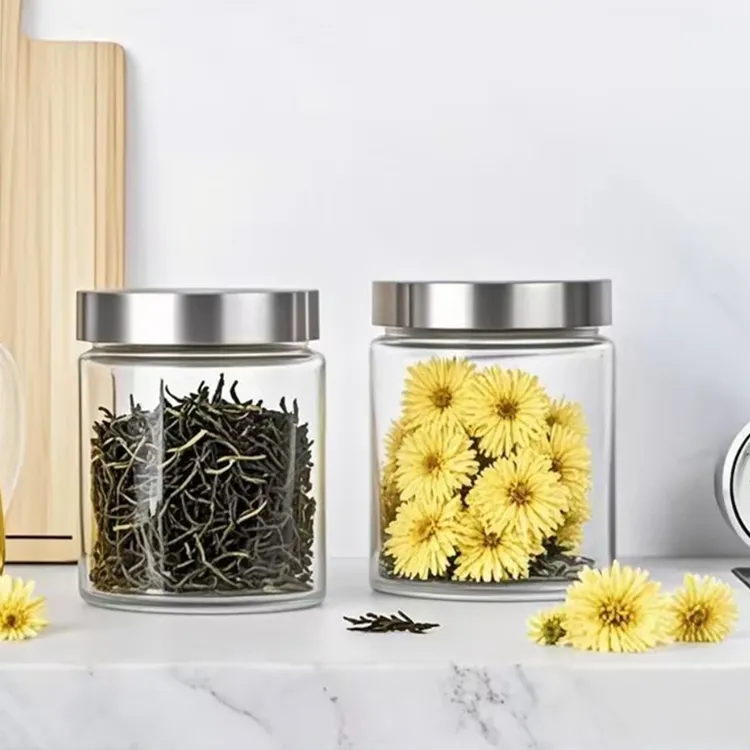 【两只装】玻璃密封糖果盒茶叶罐泡菜瓶防潮储物蜂蜜腌菜罐y