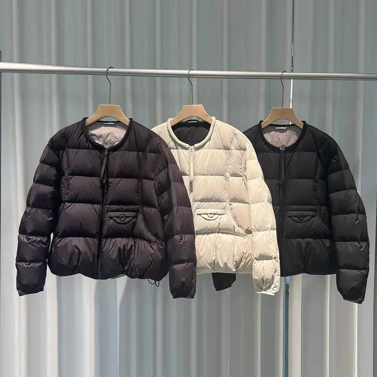 时尚圆领羽绒服女2025冬季新款宽松显瘦百搭保暖女士90白鸭绒外套