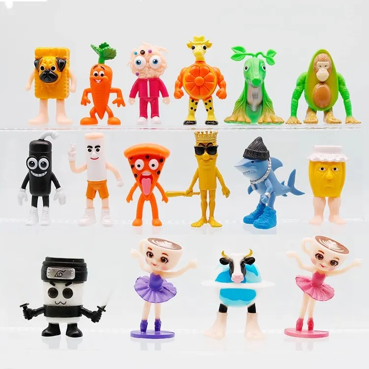 外国山海经手办套装卡布奇诺小姐姐蜜罐人鲨鱼木棍人模型摆件玩具