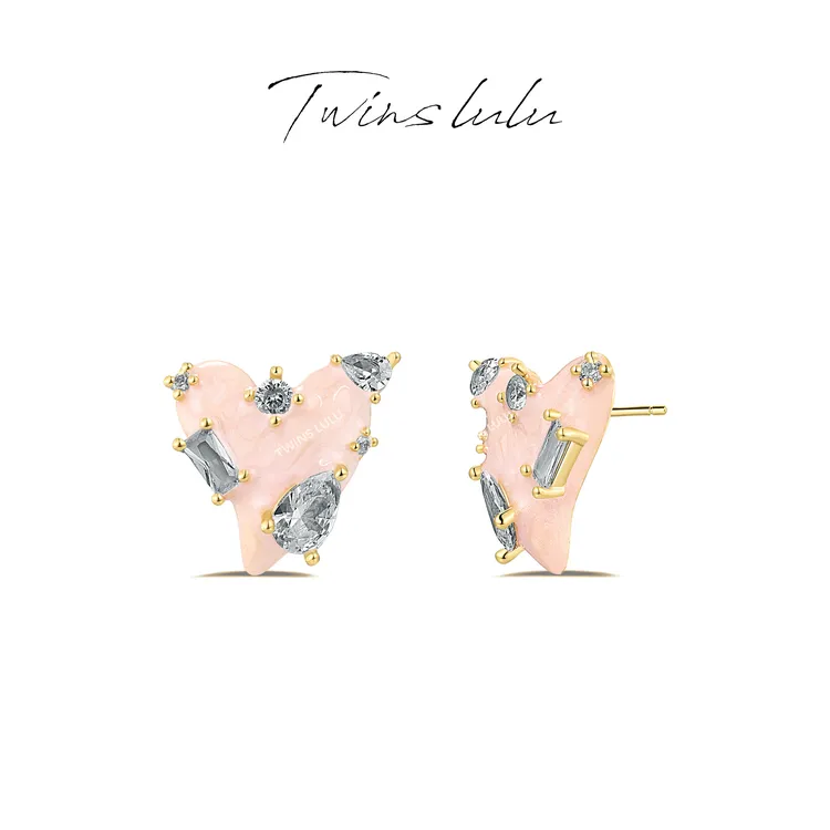 TWINS LULU 七夕节 秋上新 时尚百搭气质高级感爱心耳环TSL888