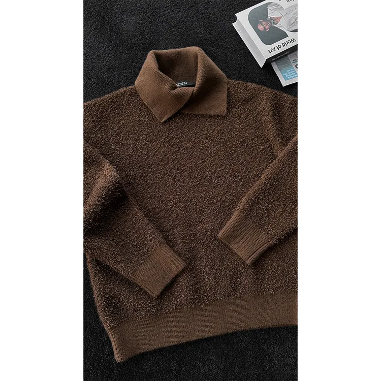 秋冬300斤新品韩系高级感polo领针织衫男款宽松大码休闲百搭毛衣2