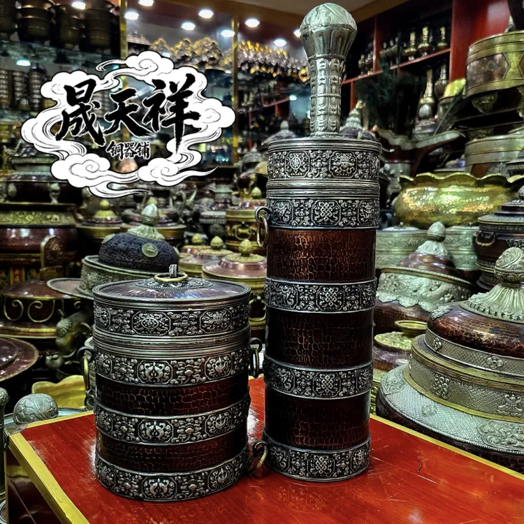 藏式手工铜酥油筒精致家用创意民族风摆件