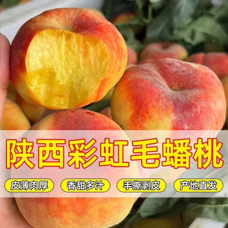 【顺丰包邮】陕西彩虹毛蟠桃当季新鲜水果现摘蜜桃扁桃