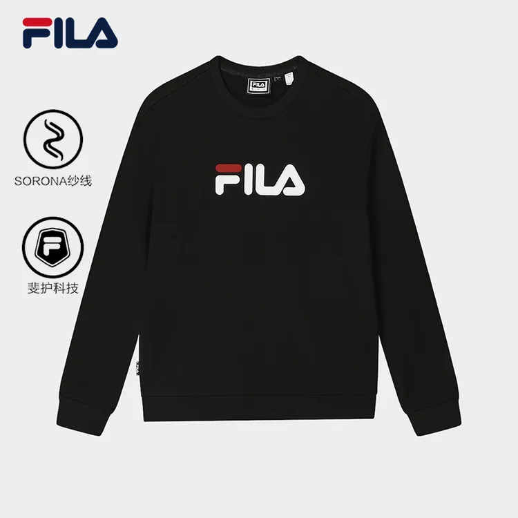 FILA斐乐复古港风经典大标圆领卫衣套头高档男女休闲宽松长袖上衣
