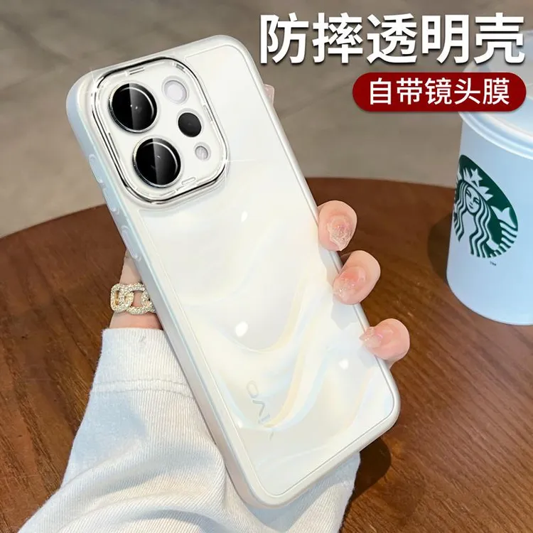 适用vivoS50手机壳新款魅眼自带镜头膜软壳vivos30半透防摔保护壳