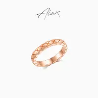 AIAX  流光风 轻奢时尚设计师百搭个性简约经典菱格纹戒指TSS7412