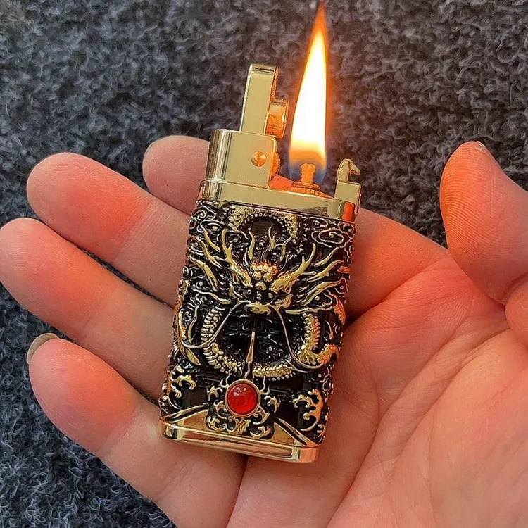豫邦新品一键弹射启动煤油打火机把玩个性创意复古煤油打火机老式